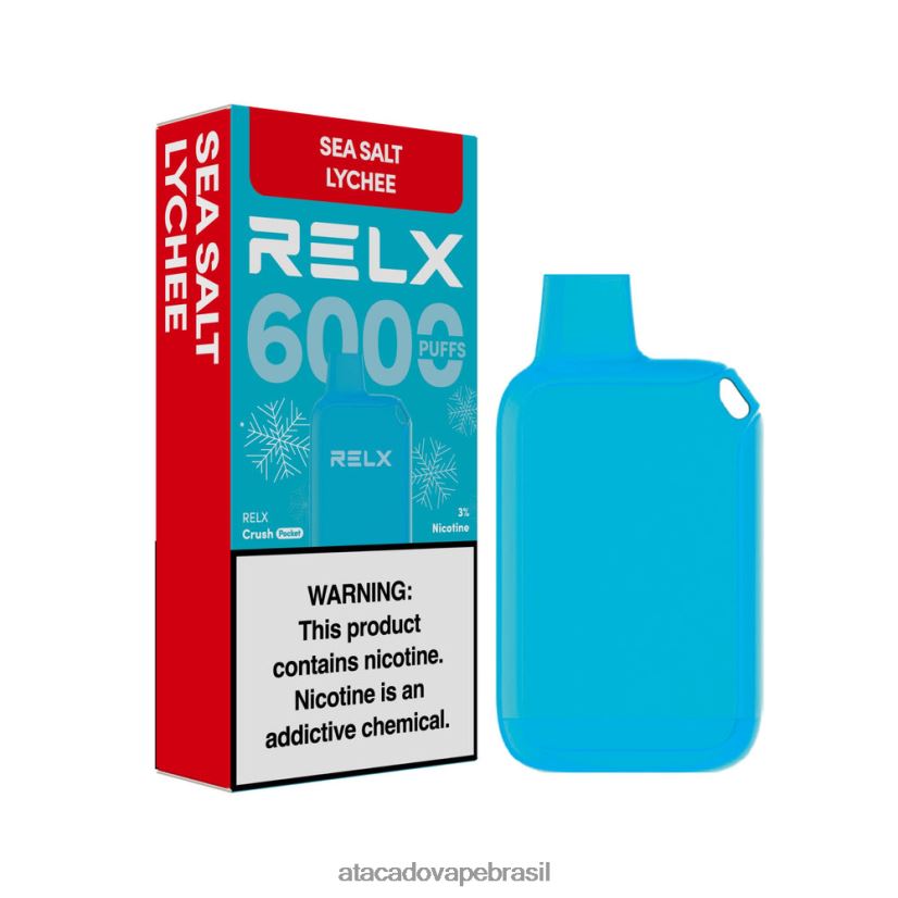 Cigarro Eletronico Vape 08D6RJ14 - lichia de sal marinho RELX Crush Pocket 6000 gelado