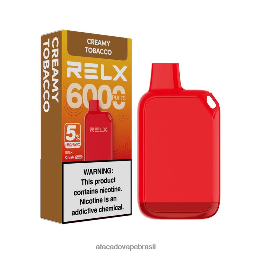 Cigarro Eletronico Vape 08D6RJ28 - tabaco cremoso RELX Crush Pocket 6000 5% de alta frequência