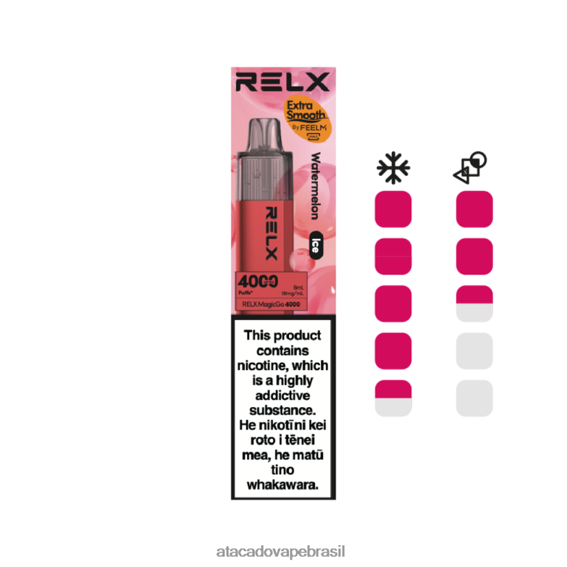Cigarro Eletronico Vape 08D6RJ7 - melancia (gelo) RELX MagicGo 4000 vapores descartáveis