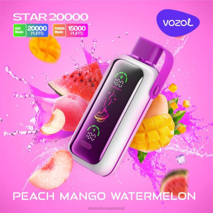 VOZOL STAR 20.000 FPB016 melancia manga pêssego Cigarro Eletronico Vape