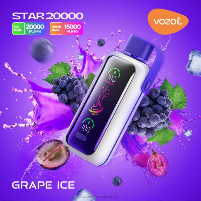 VOZOL STAR 20.000 FPB09 gelo de uva Atacado Vape Brasil